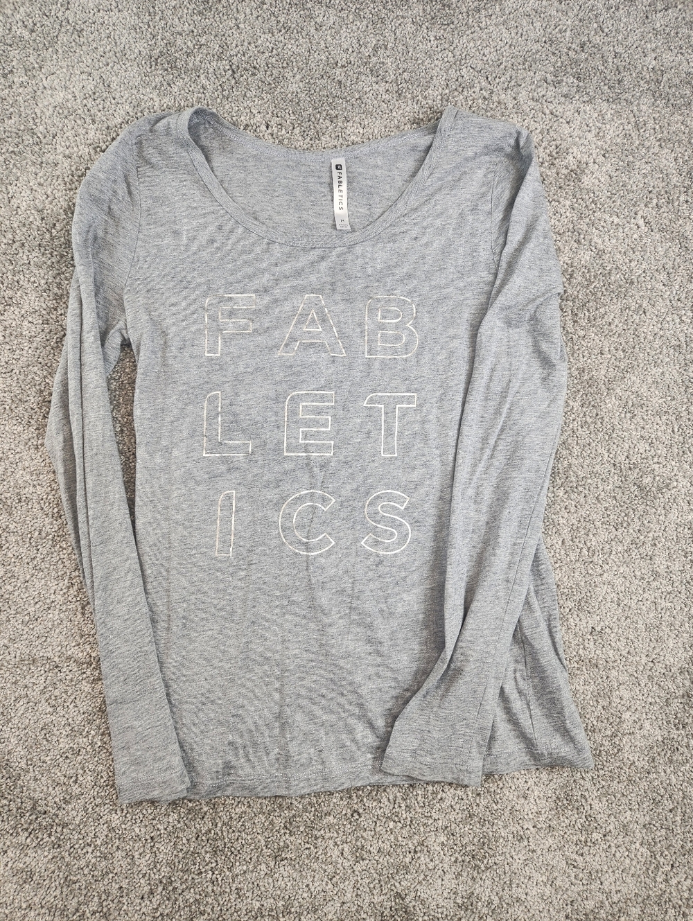 Fabletics Womens Long Sleeve Shirt Logo Gray Size Medium